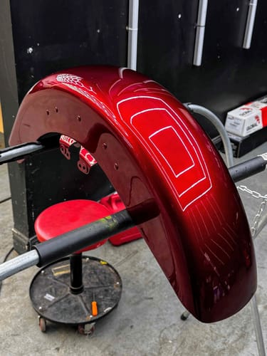 Customer photo review of HR3 Velocity Red Sunglo 2016S Motorcycle 18" Front Mudguard Fender (can be installed with lighting) For Harley Touring Electra Glide Ultra Limited Tri Glide 14-23