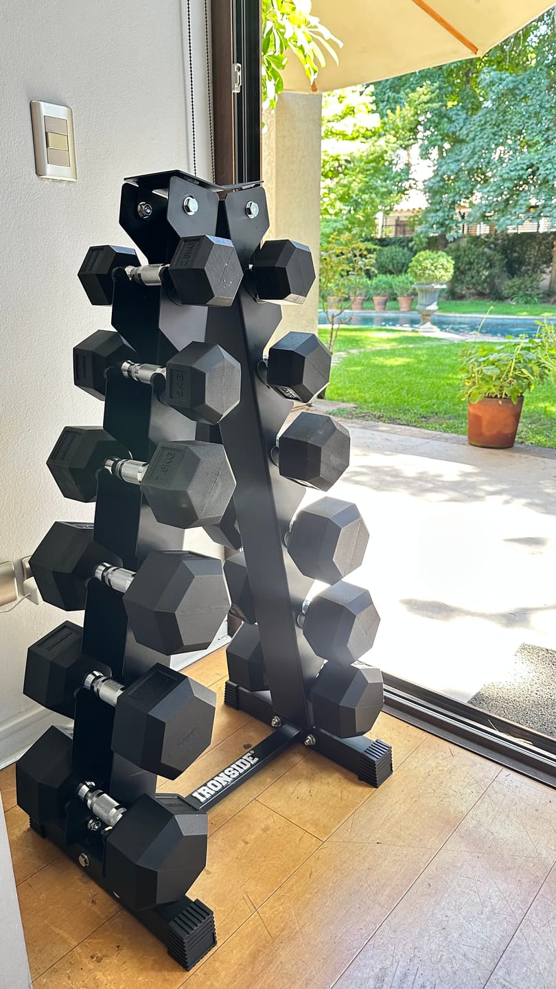 Customer photo review of Pack IRONSIDE Mancuernas Hexagonales (KG) + Rack de Almacenamiento