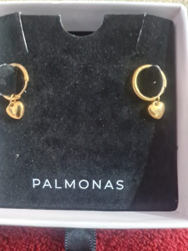 Customer photo review of Small Heart Hoop Earrings