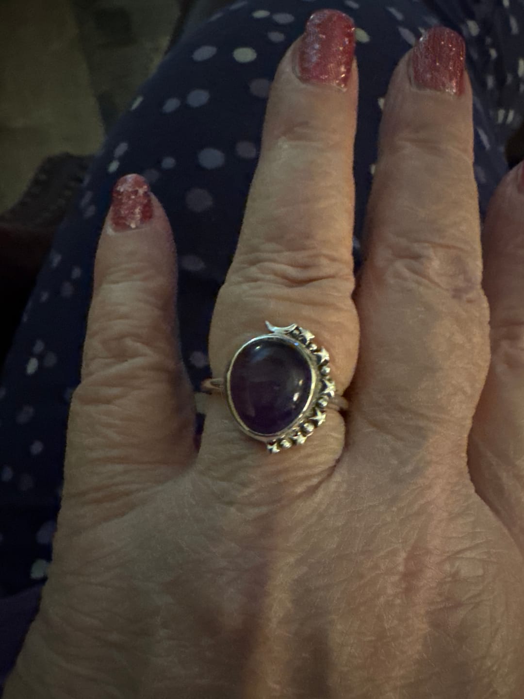 Customer photo review of Amethyst Celestial Ring