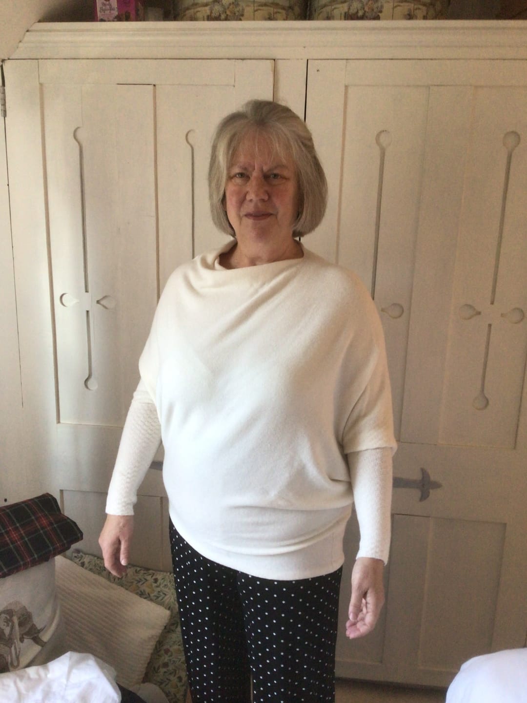 Customer photo review of Soft Knit Asymmetric Jumper - Cream