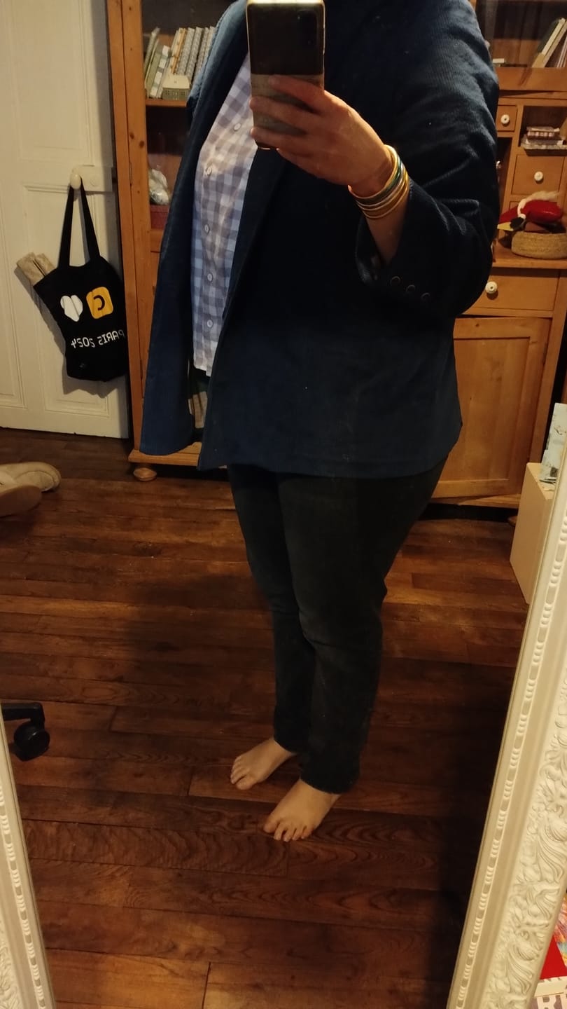 Customer photo review of Veste Faustine - velours côtelé bleu océan