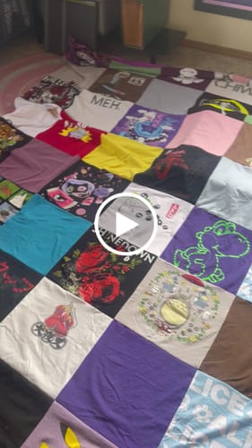 T-shirt quilt with gaming, anime themes by Ashley from WI