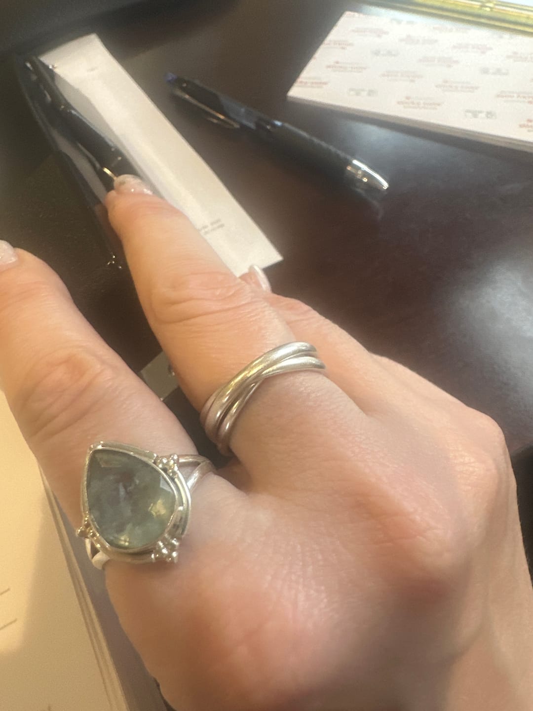 Customer photo review of Teardrop Aquamarine Ring Sterling Silver