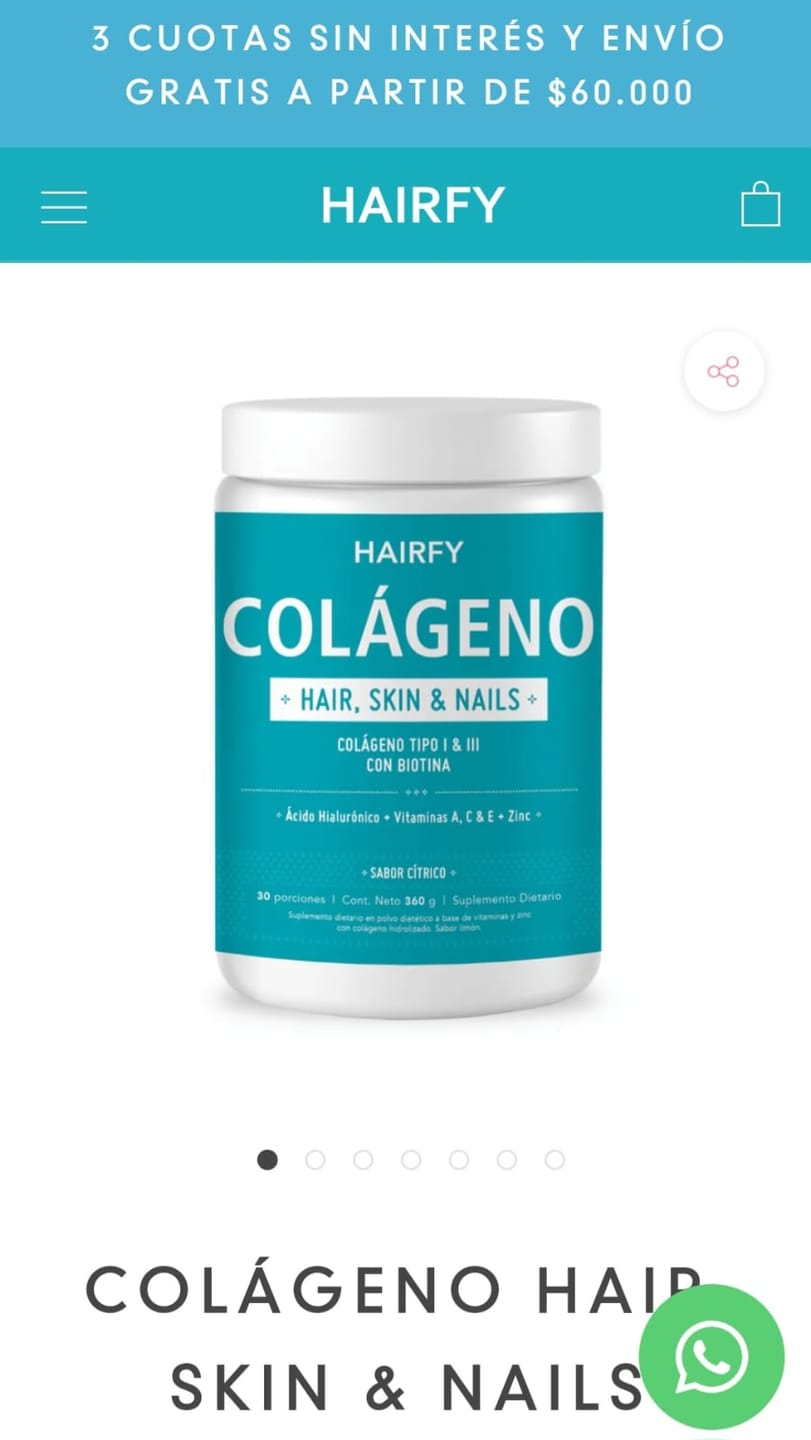 Customer photo review of Colágeno Hair, Skin & Nails