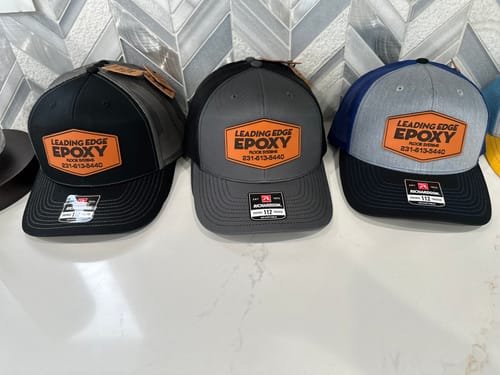Customer photo review of Custom Leather Patch Hats Richardson 112 Laser Engraved