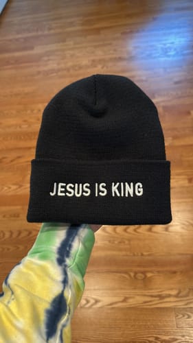 Customer photo review of Jesus Is King Embroidered Cuffed Beanie, Christian Beanie, Christian Apparel