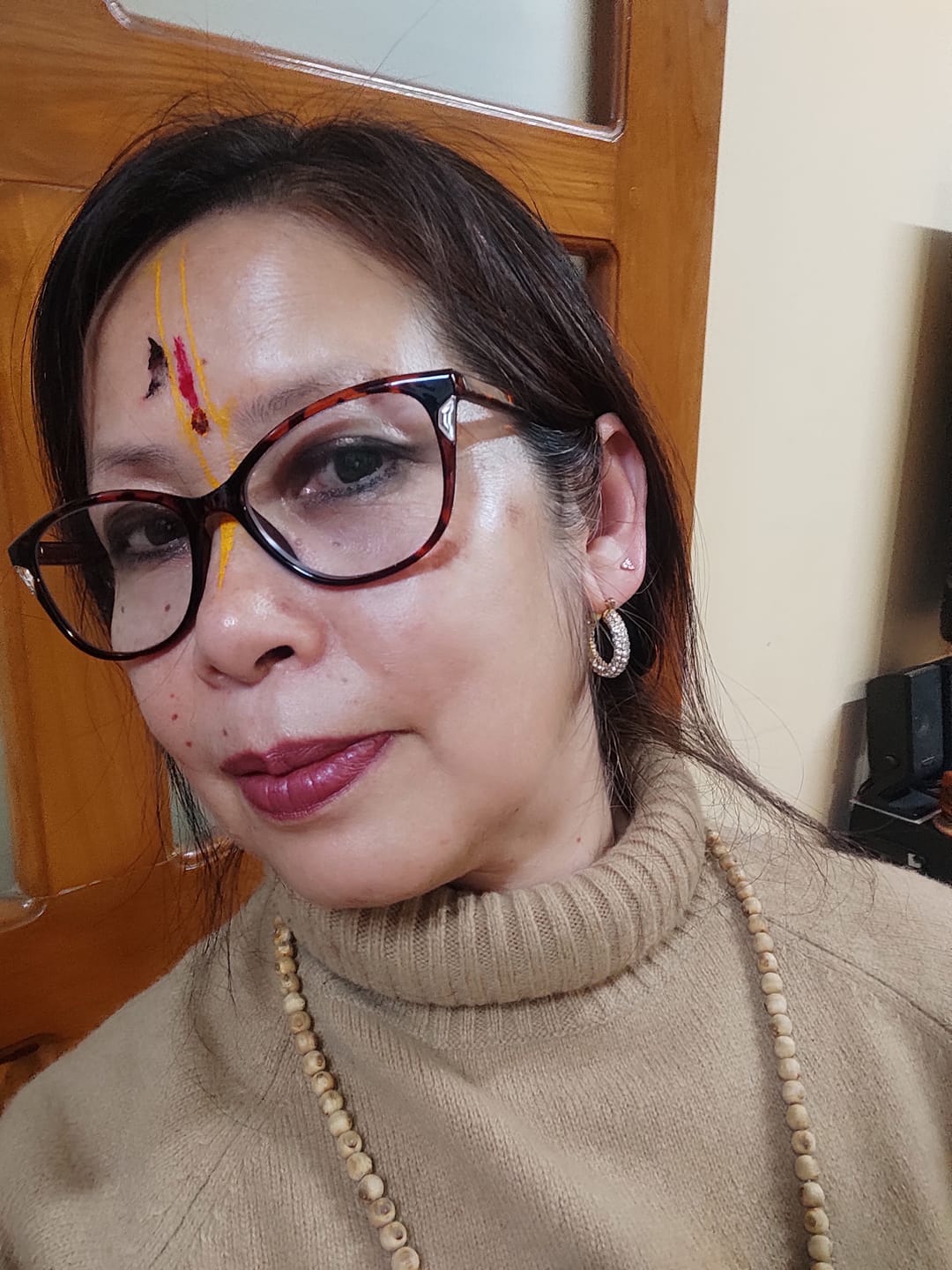 Customer photo review of Diamond Studded Hoop Earrings