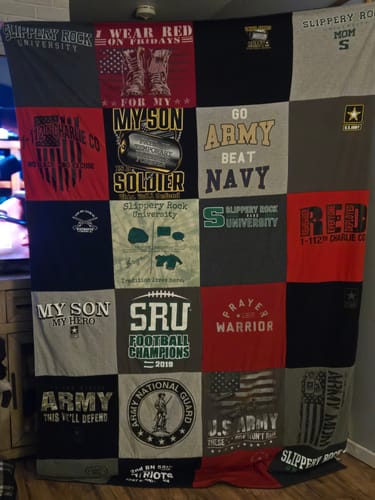 T-shirt quilt featuring slippery rock university football by Paula from PA