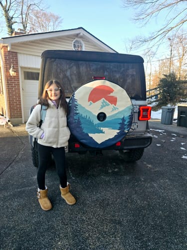 Customer photo review of Vintage Mountain Landscape Spare Tire Cover for Jeep, Bronco, RV