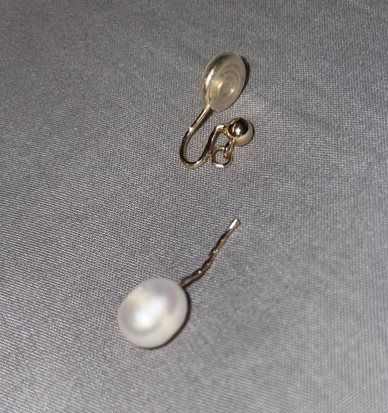 Customer photo review of Adriene Pearl Clip On Earrings in Gold