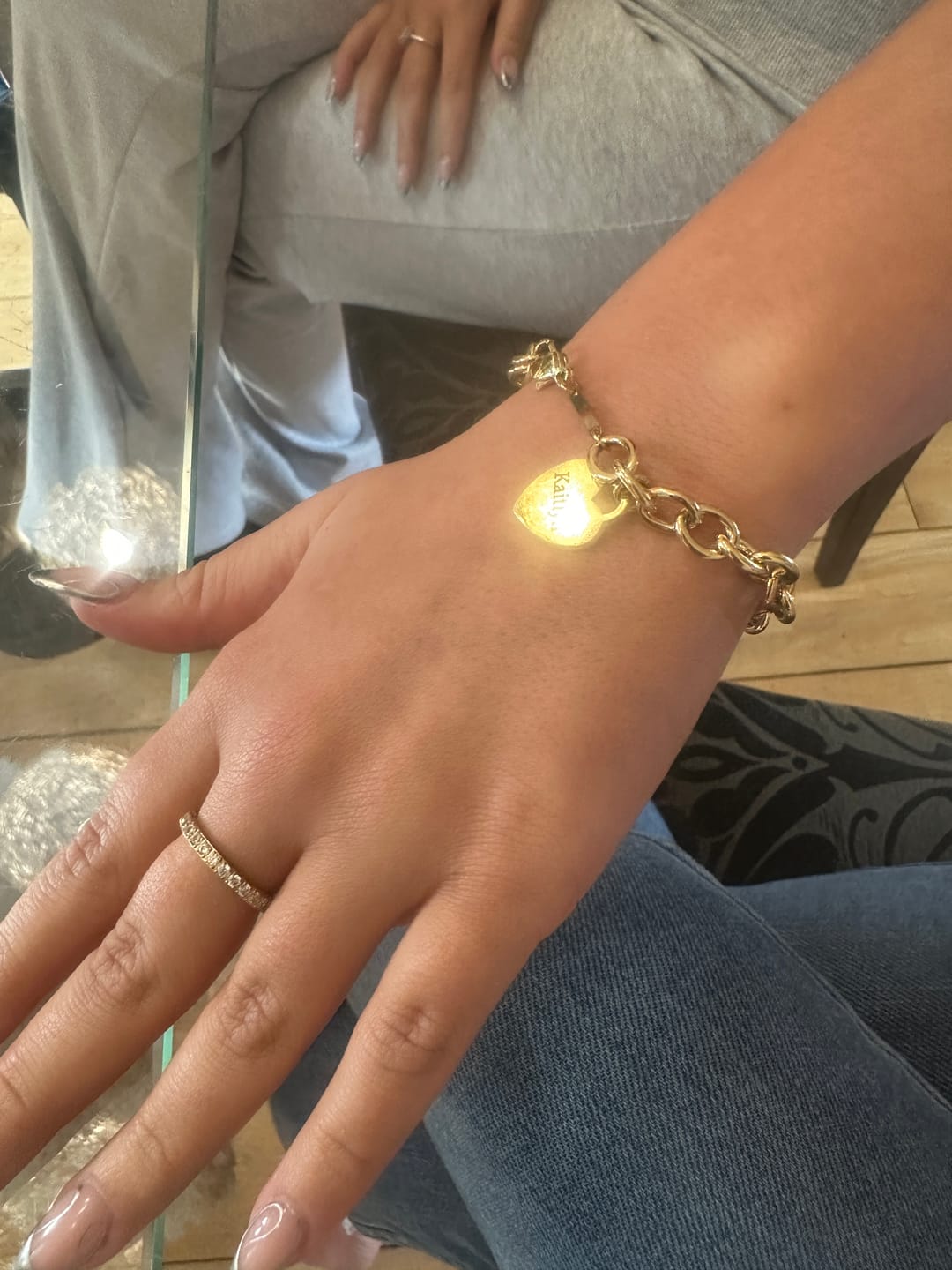 Customer photo review of Classic Chunky Engravable Heart Bracelet