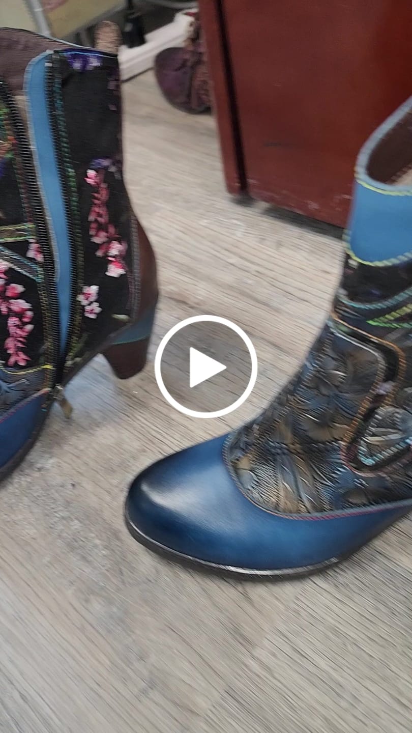 Customer video review of Retro Painted Genuine Leather Dragonfly Ankle Boots