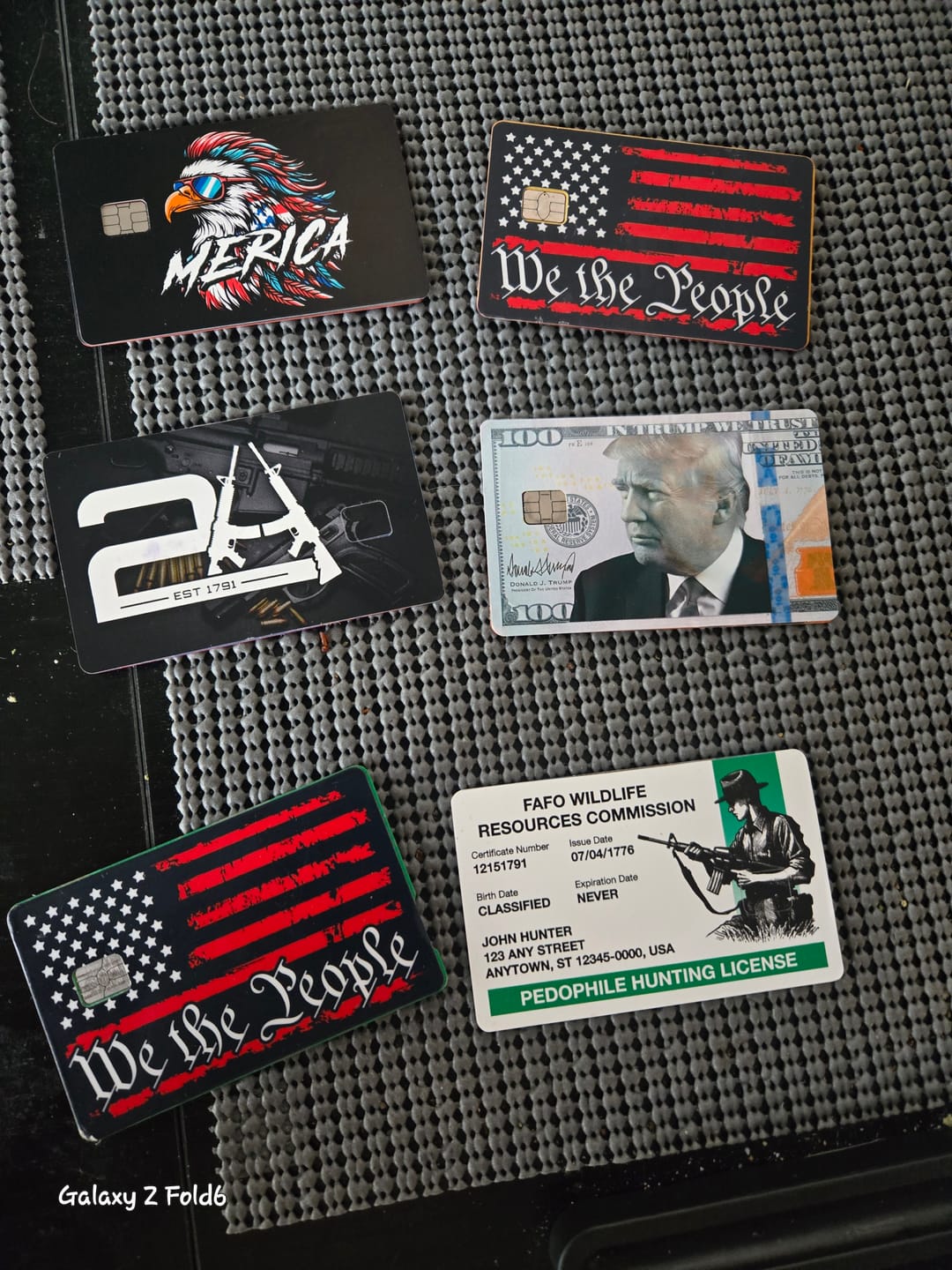 Customer photo review of We The People Flag Credit Card Skin Decal
