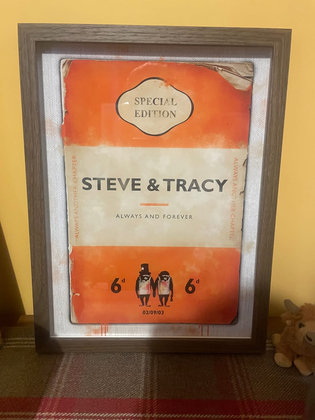 Customer photo review of Personalised Book Cover Art Print (Orange)