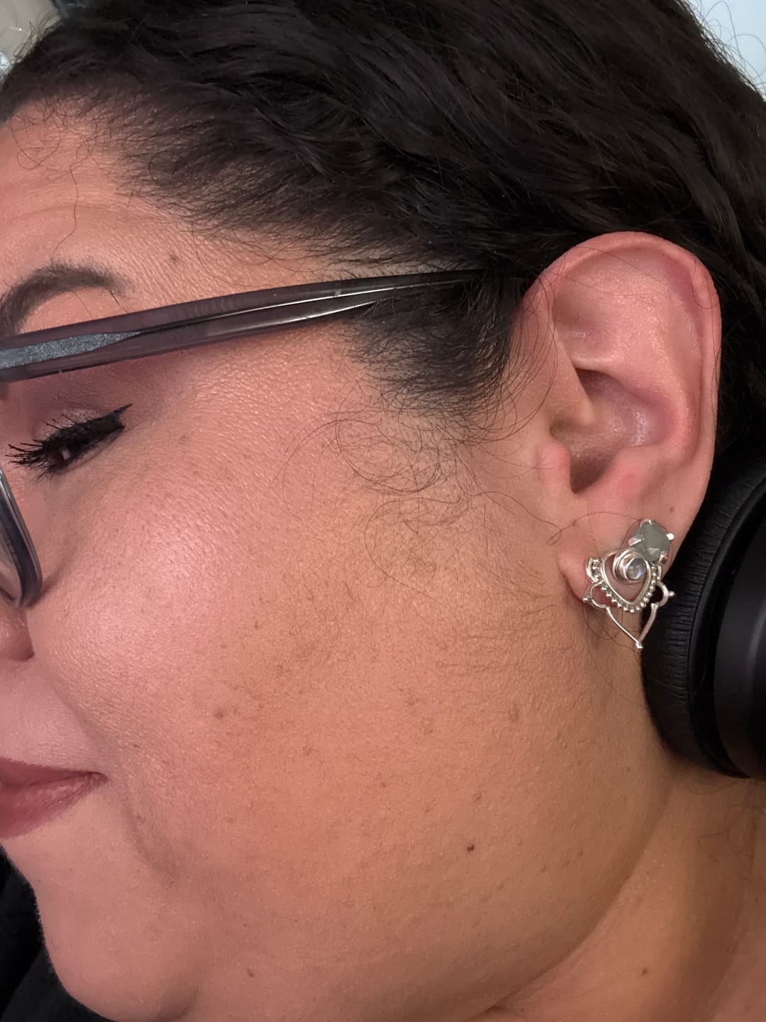 Customer photo review of Silver Moonstone Earrings