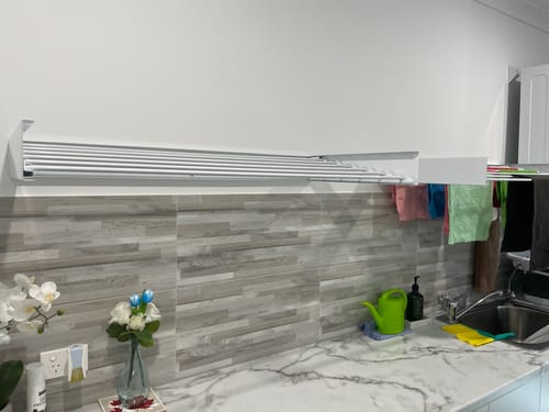 Customer photo review of Wall Mounted Drying Rack - Foldable Indoor and Outdoor Drying Rack