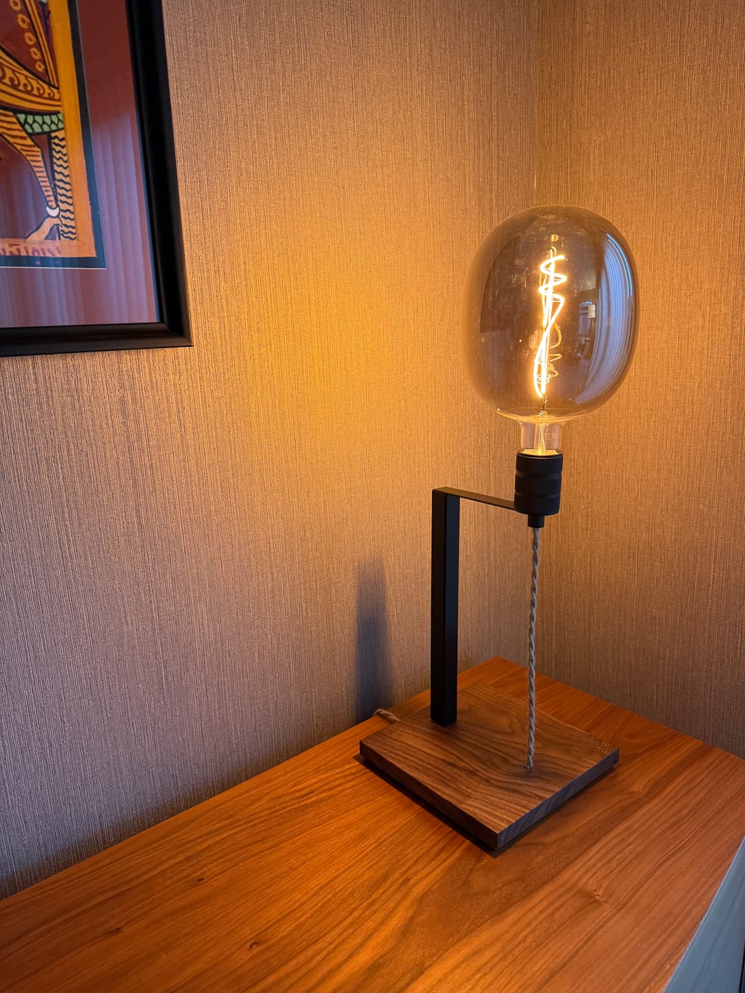 Customer photo review of Walnut Table Lamp, Smoke