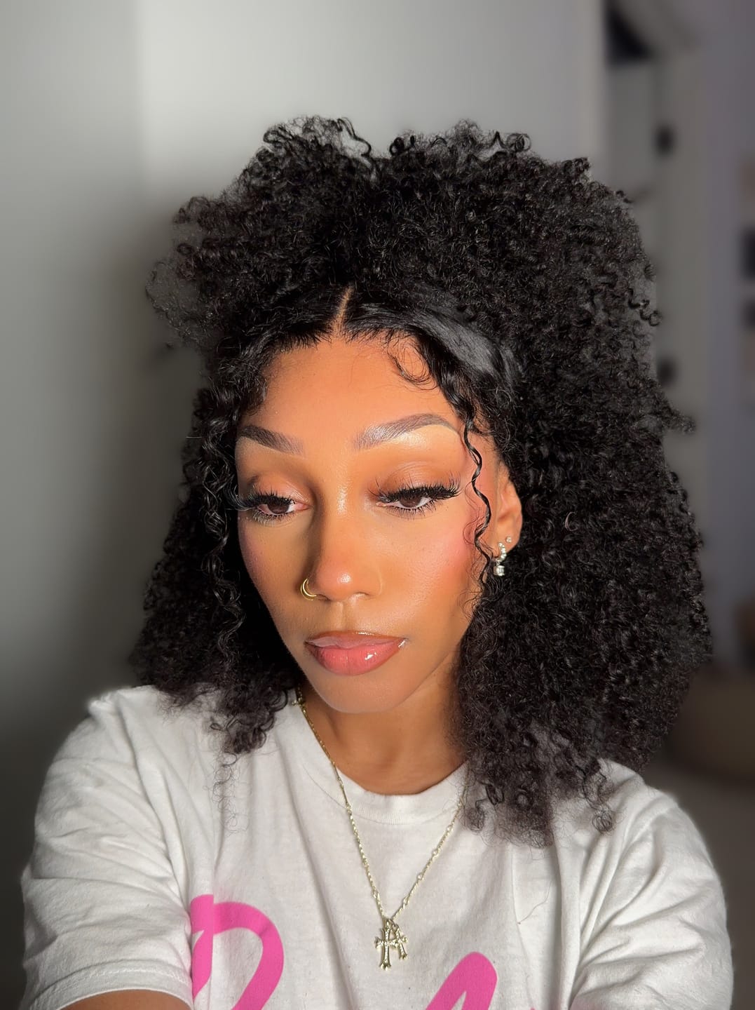 Customer photo review of Wavymy Afro Kinky Curly 7x5 Lace Glueless Wigs HD Lace Wear & Go Wigs Dome Cap 180% Density Layered Curly Hairstyle