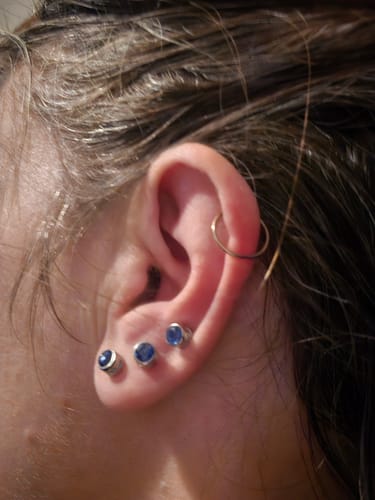 Customer photo review of Moissanite Solitaire Sleep Earrings