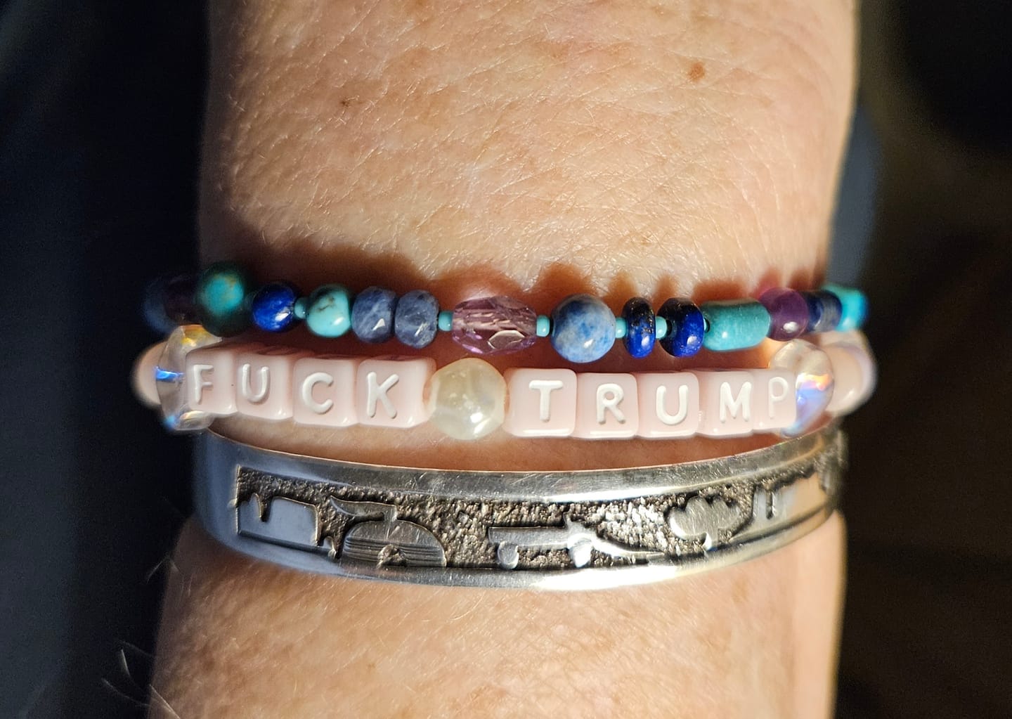 Customer photo review of Navajo Multi Stone & Sterling Silver Beaded Bracelet