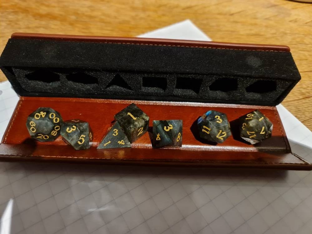 Customer photo review of Labradorite Gemstone DND Dice Set