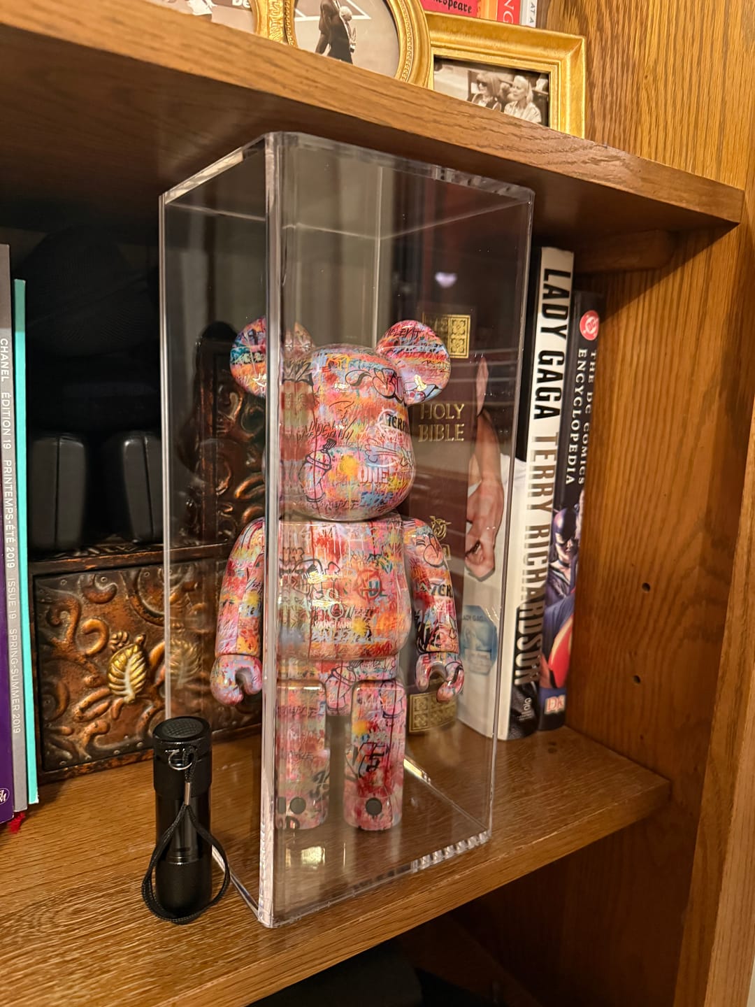 Customer photo review of Versatile Acrylic Display Case with Slide Back and Size Options