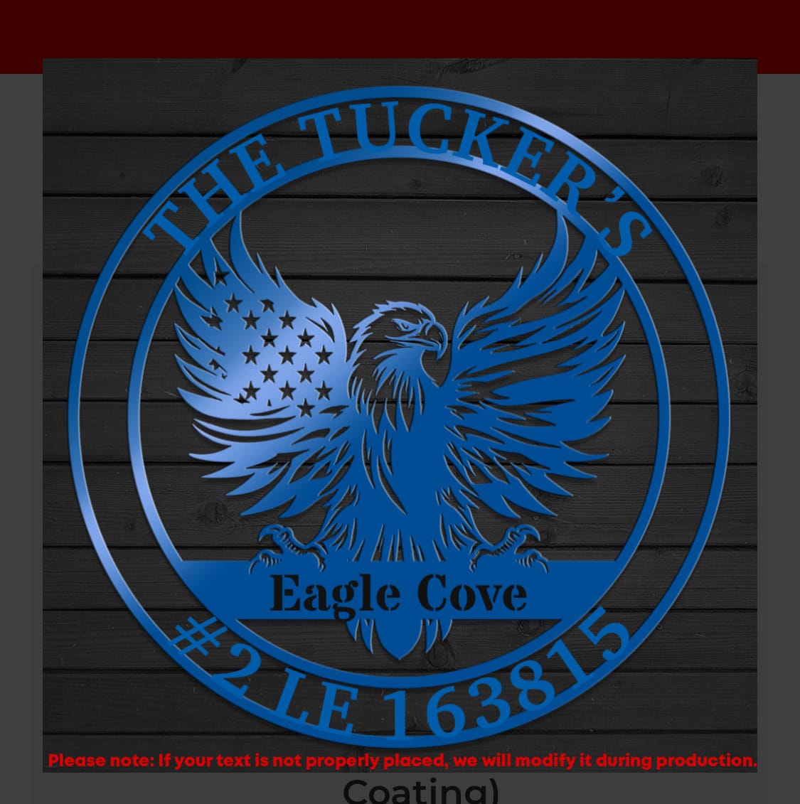 Customer photo review of American Eagle Metal Sign