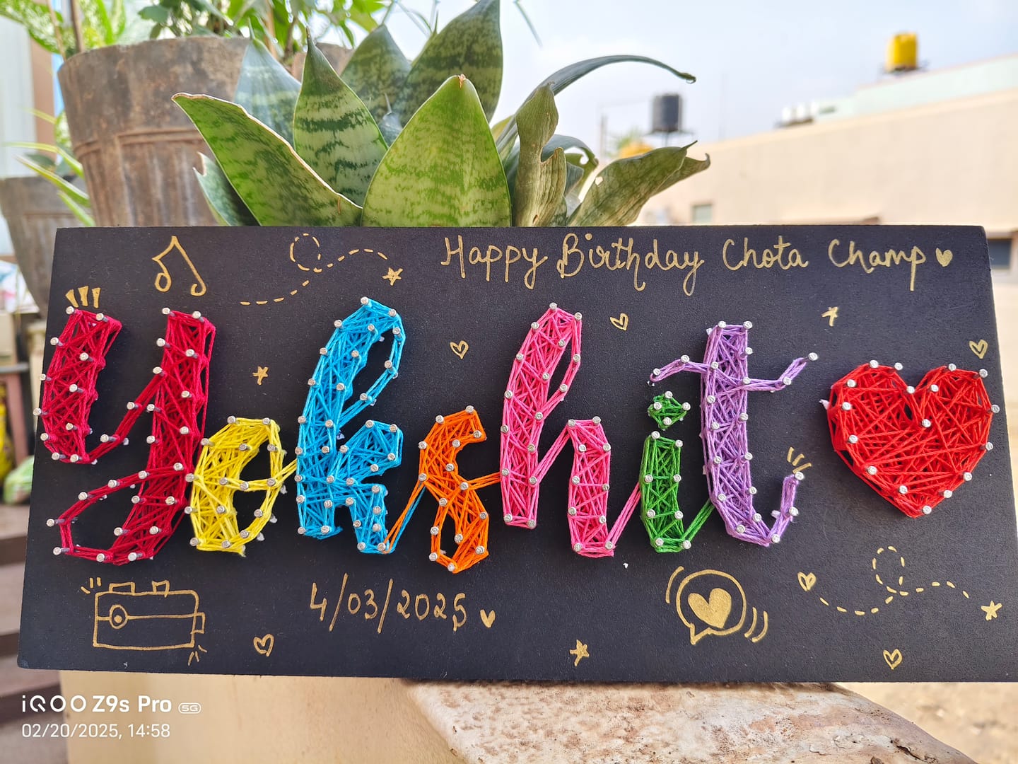 Customer photo review of Artsy- Customised Mini Nameplate String Art