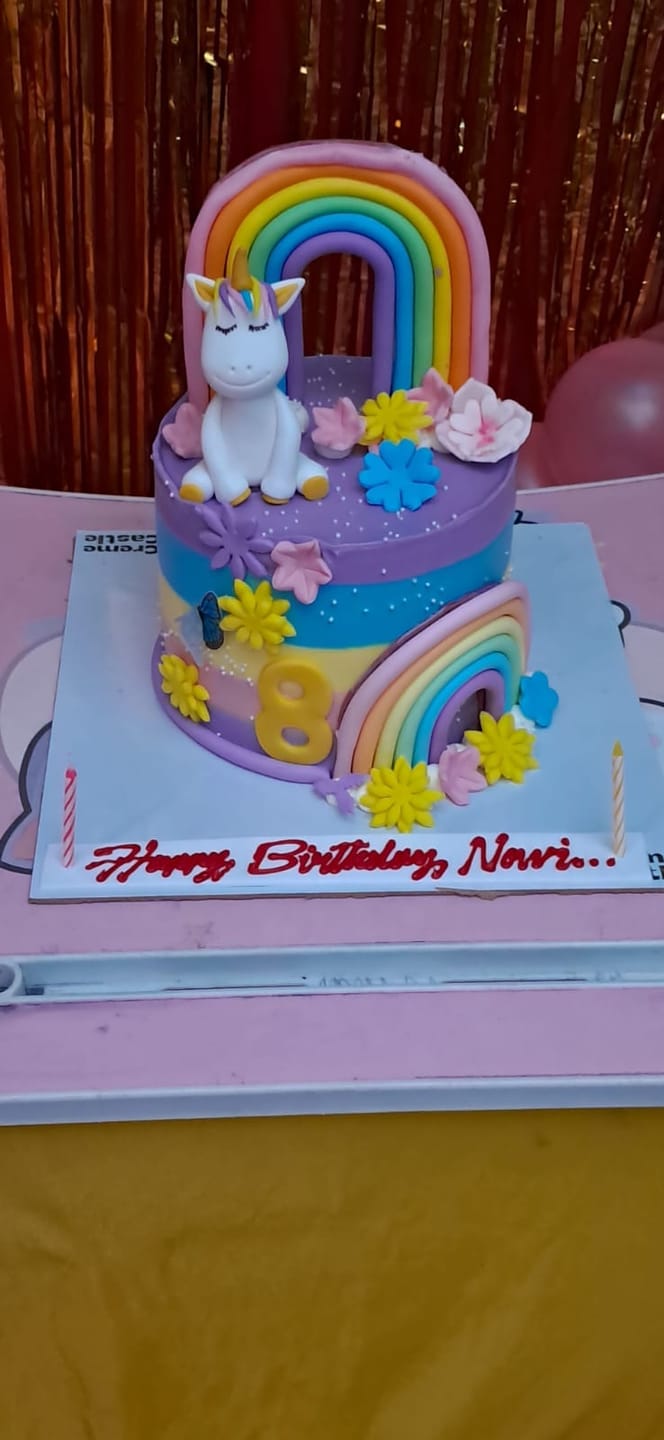 Customer photo review of Rainbow and Unicorn Cake
