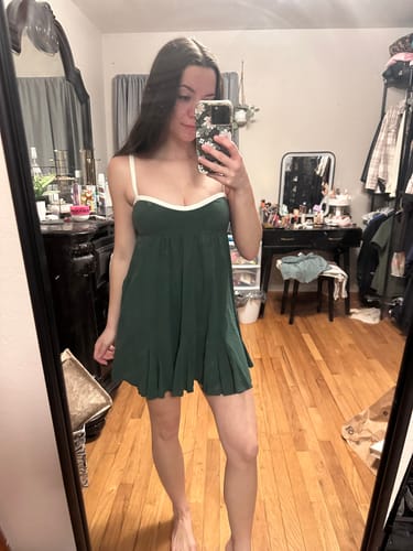Customer photo review of SYDNEY-DRESS Evergreen Sweetheart Scoop Babydoll Mini Dress