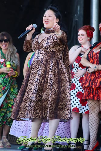 Customer photo review of Starlet Swing Dress and Scarf in Leopard Print - Vixen by Micheline Pitt