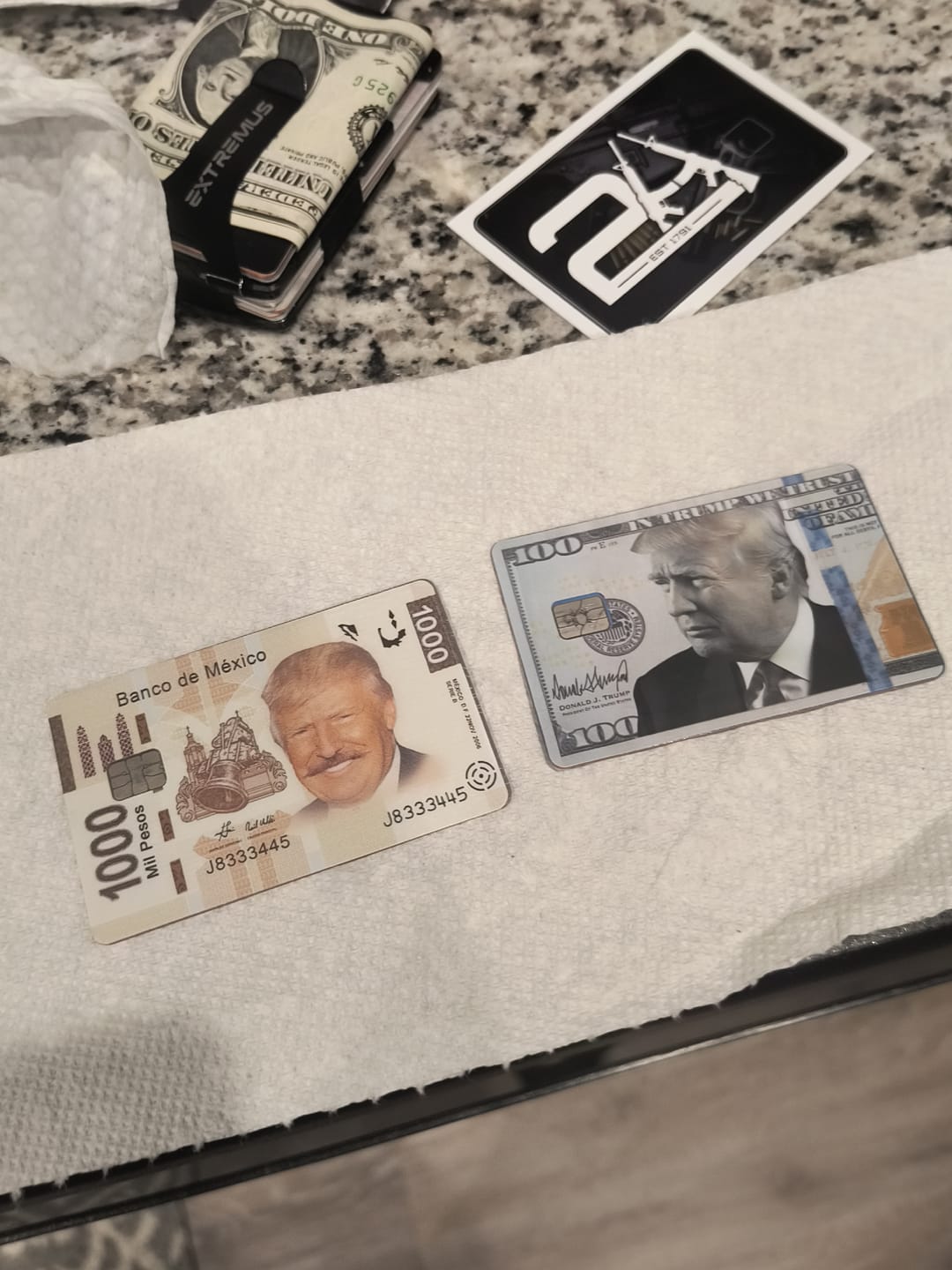 Customer photo review of We The People Flag Credit Card Skin Decal