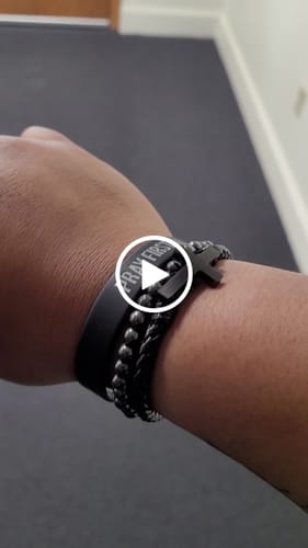Customer video review of FIDES Cross Leather & Magnetic Hematite Titanium Bead Bracelet: Helps Pair Veterans With A Service Dog Or Shelter Dog
