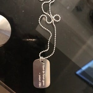 Customer photo review of Personalized Dog Tag Necklace