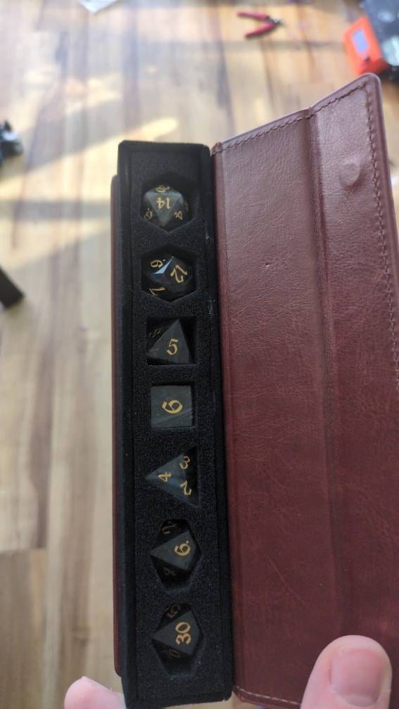 Customer photo review of Labradorite Gemstone DND Dice Set