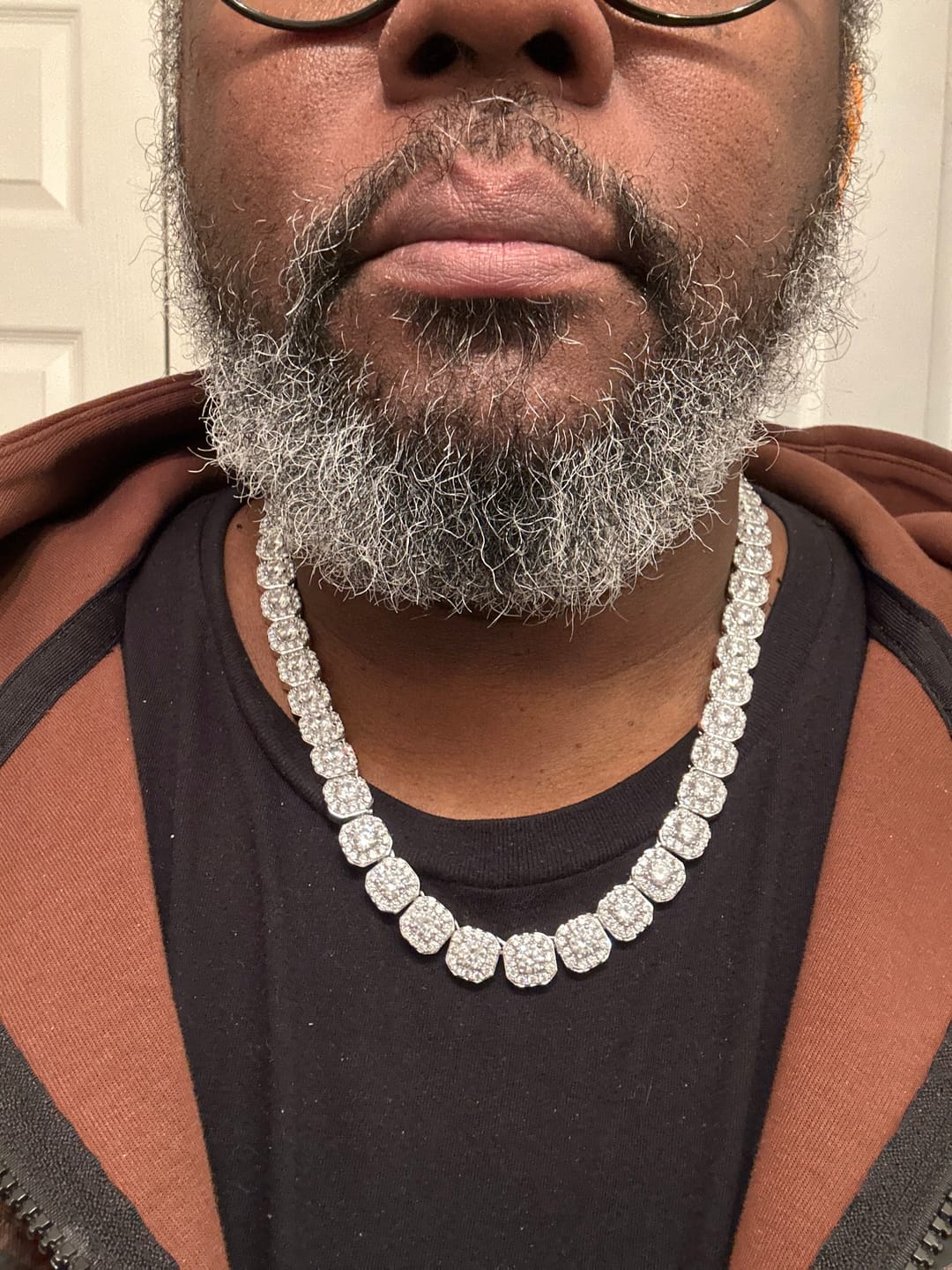 Customer photo review of 10mm Clustered Tennis Chain - White Gold