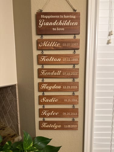 Customer photo review of Personalized Grandkids Hanging Sign (Engraved) Family Keepsake