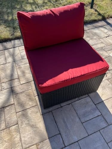 Customer photo review of Homrest Outdoor Replacement Cushions for  6-Seat Patio Conversation Set, Wine Red