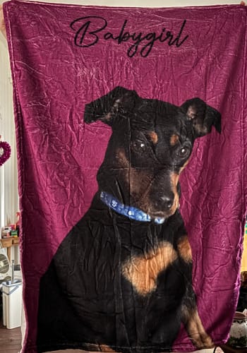 Customer photo review of Custom Your Dog Cat Photo Pet Blanket