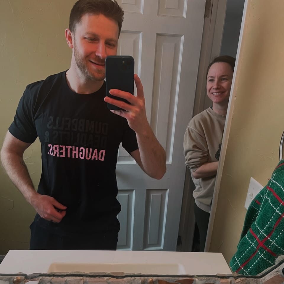 Customer photo review of Dumbbells Deadlifts & Daughters Shirt (Lights Out)