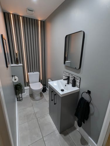 Customer photo review of Nuie Deco 500mm Floor Standing 2 Door Vanity & Basin 3 - Satin Grey