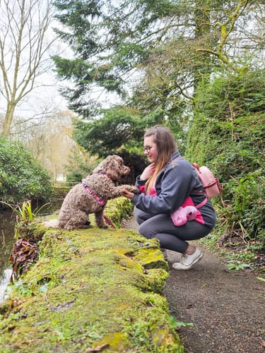 Customer photo review of 1/4 Zip Fleece - Walkies Ready® Fleece - Charcoal/Pink