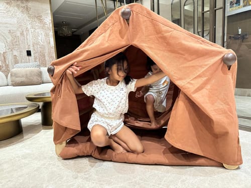 Customer photo review of Tent attachment for Transformable Pikler Triangle