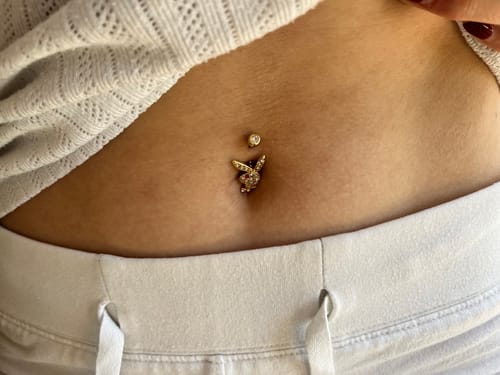 Customer photo review of Playboy Bunny Belly Ring with Gold Plating