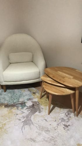 Customer photo review of Ahşap Zigon Sehpa 3'lü Set - Doğal Masif Kestane Ağacı (Ercol Stil)