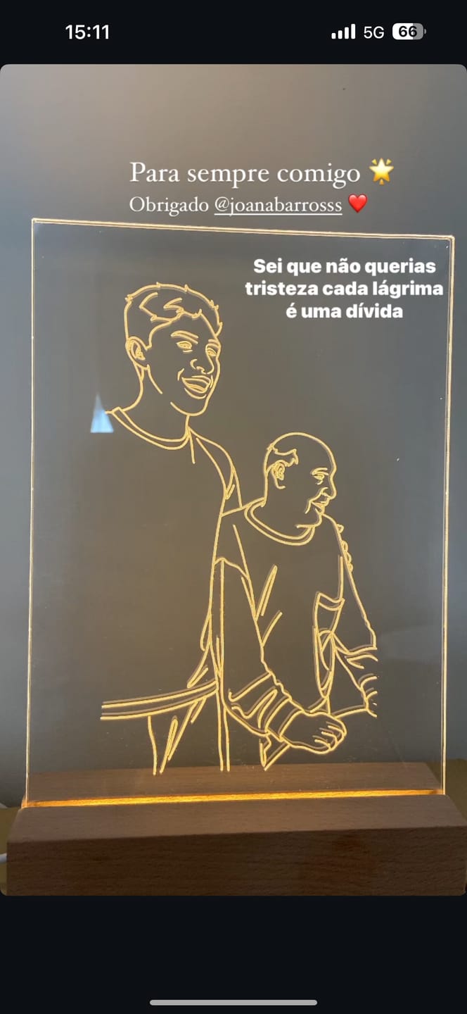 Customer photo review of Lâmpada Retrato Line Art Personalizado