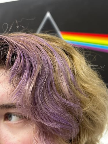 Customer photo review of Temporary Hair Color Gel - Purple Rain