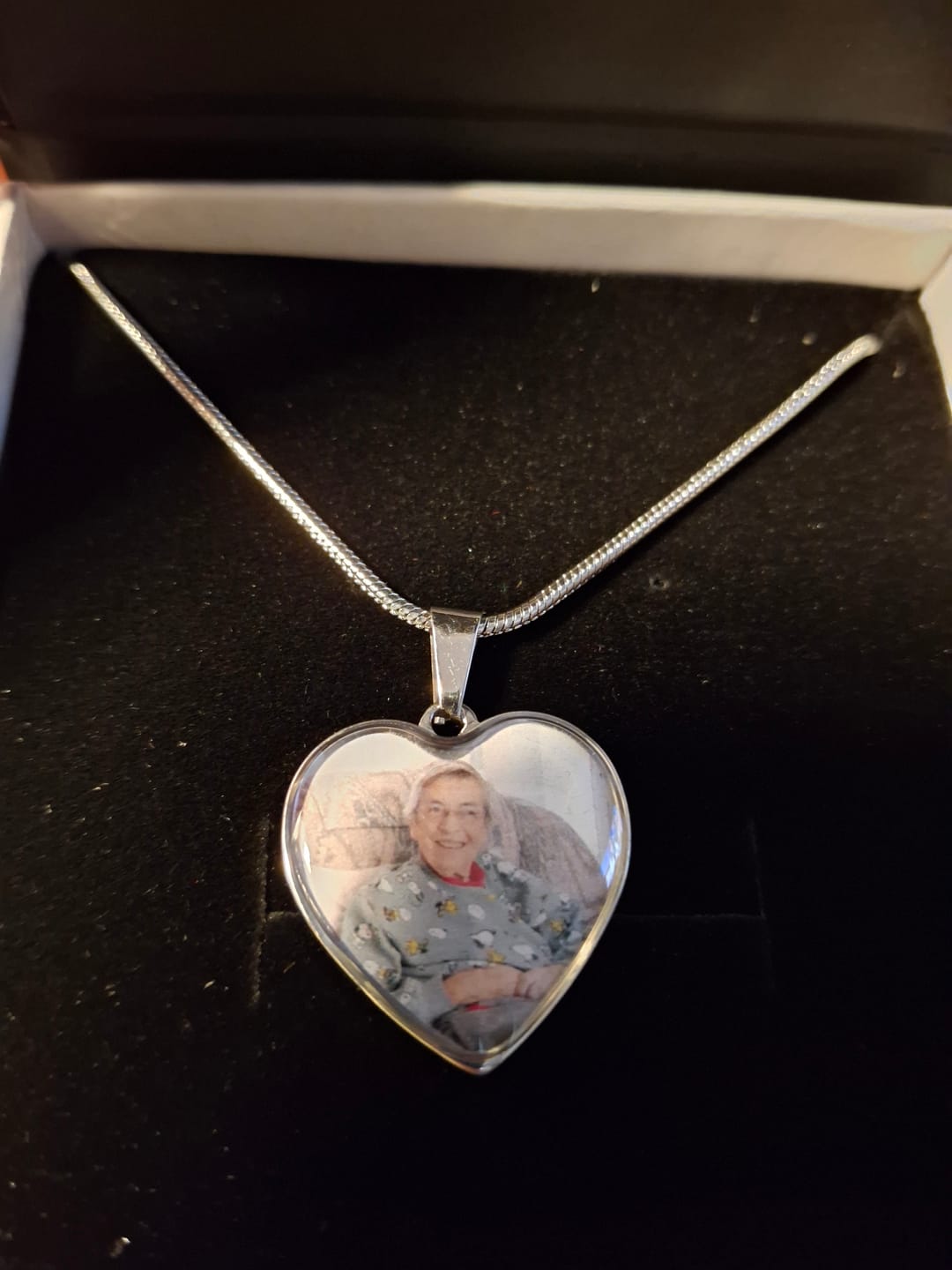 Customer photo review of Photo Engraved Necklace Memorial Gift (Manual Upload)