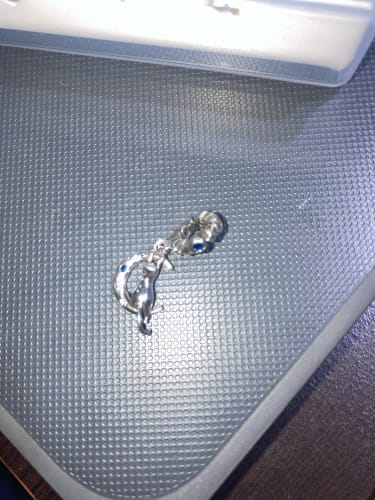 Customer photo review of 925 Sterling Silver Kitty on the Moon Charm